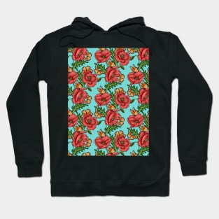 Poppies And Butterflies Pattern Hoodie